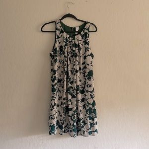 Mini Green/Tan print floral dress